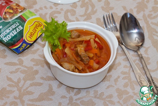 Густая лапша-суп с овощами