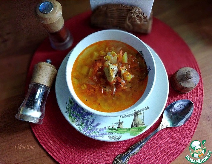 Рецепт: Куриный гороховый суп из мультиварки