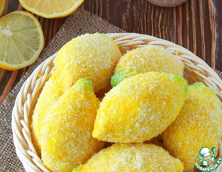 Рецепт: Печенье Лимончики с апельсиновым джемом