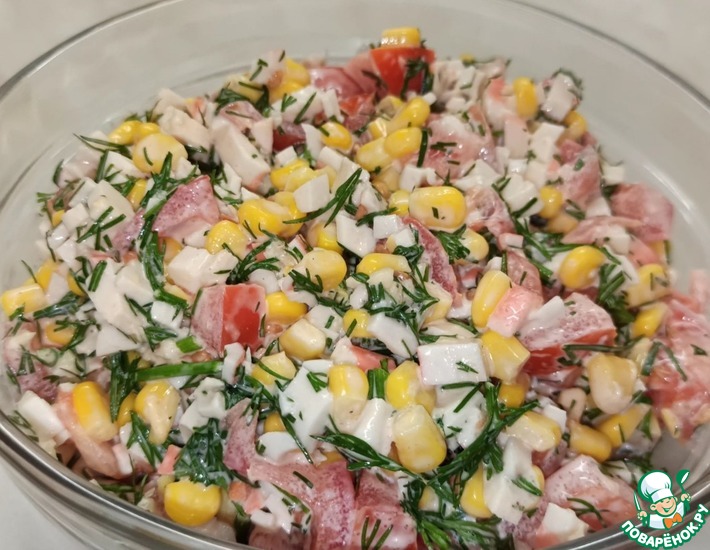 Рецепт: Салат с крабовыми палочками и овощами