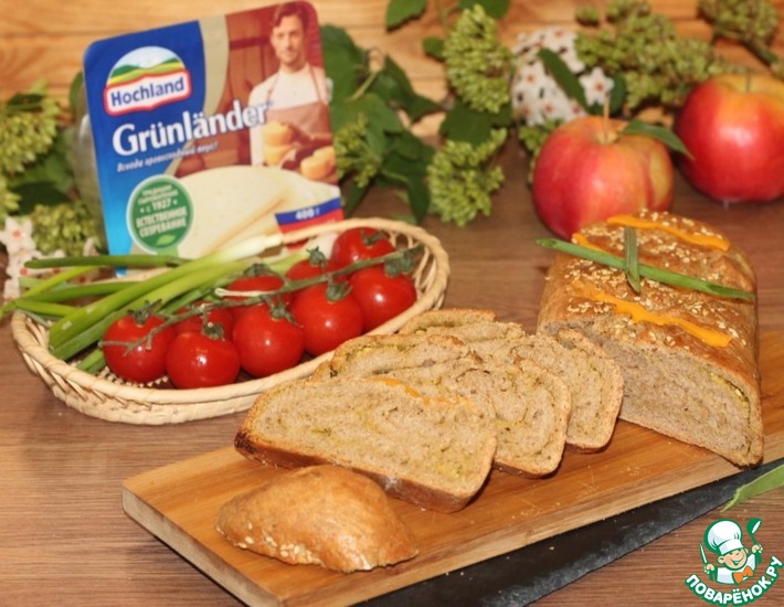 Рецепт: Пшенично-ржаной хлеб с сырной начинкой