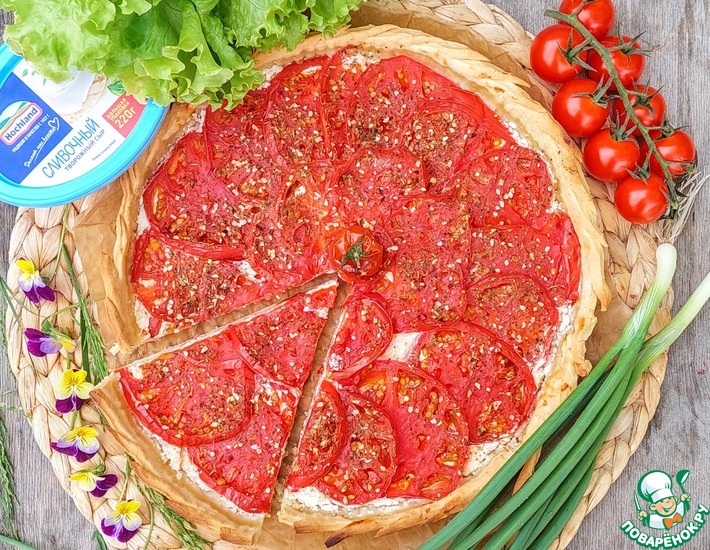 Рецепт: Тарт с творожным сыром и помидорами