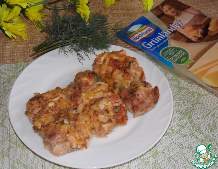 Рецепт: Куриные бедра с горчицей и сыром