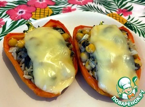 Перец, фаршированный нутом, рисом и грибами