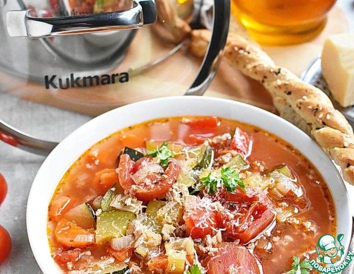 Рецепт: Суп по-итальянски с фаршем и овощами