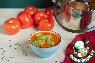 Рецепт: Суп томатный с морепродуктами