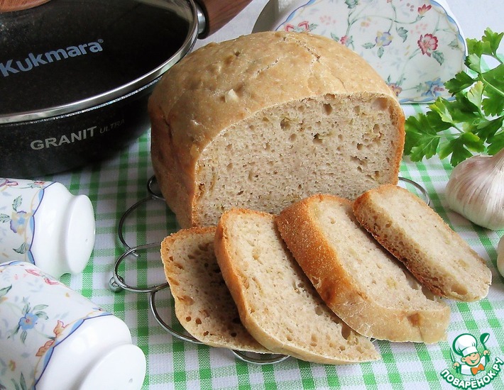Рецепт: Хлеб на закваске с жареным луком