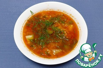 Рецепт: Постный суп с чечевицей и огурцами