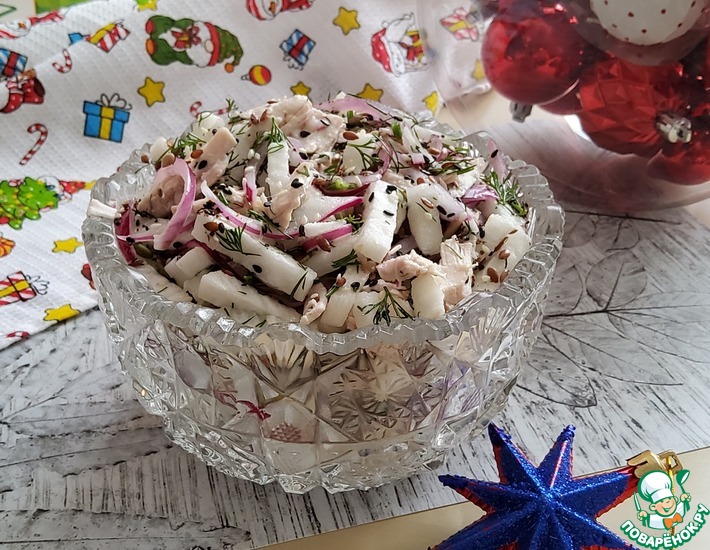 Рецепт: Салат с индейкой и дайконом Зимний