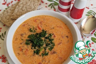 Рецепт: Томатный сливочный суп с фаршем