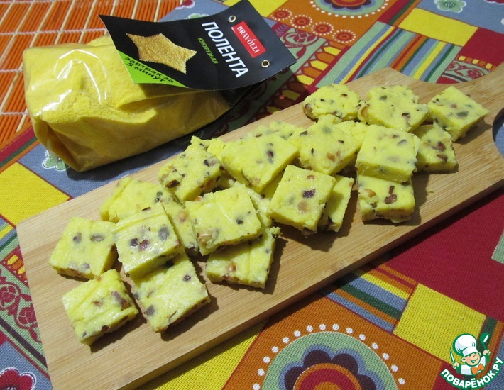 Рецепт: Кукурузно-манговый десерт с жареными орехами0