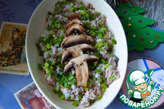 Рецепт: Рисовый салат с тунцом и шампиньонами
