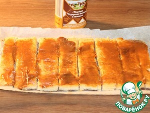 Полосатое пирожное с вареной сгущенкой