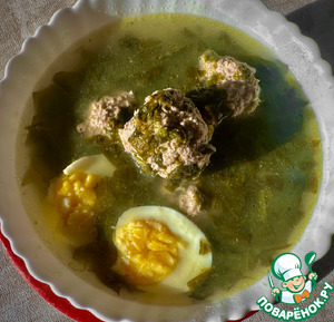 Суп из щавеля с фрикадельками из индюшки Суп из щавеля с фрикадельками из индюшки