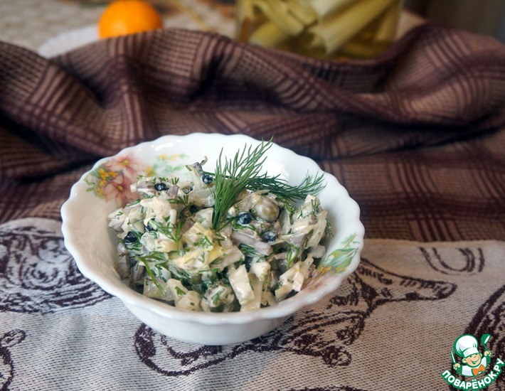 Салат с говяжьим сердцем и маринованными овощами Салат с говяжьим сердцем и маринованными овощами