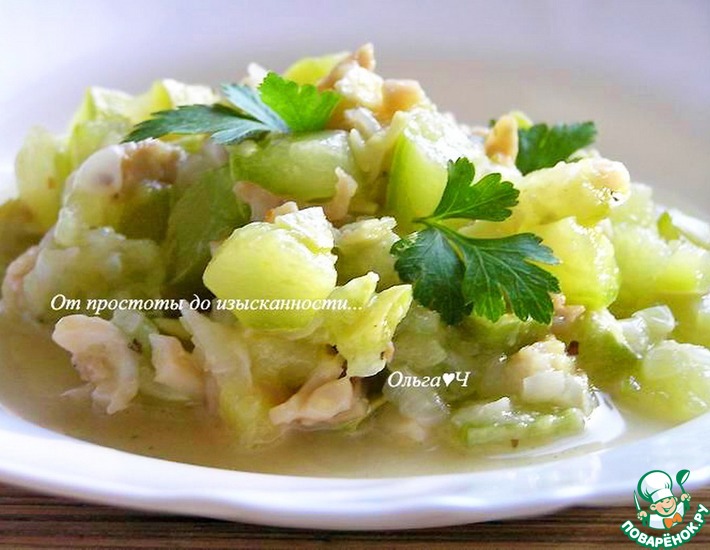 Рецепт: Кабачки с кальмарами