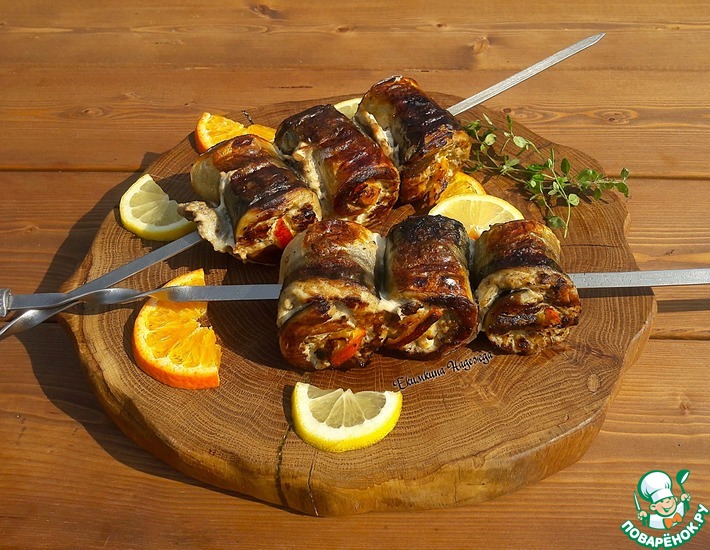 Рецепт: Шашлык из скумбрии с апельсином