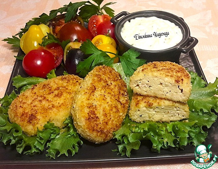 Рецепт: Котлеты из трех видов рыб с салом