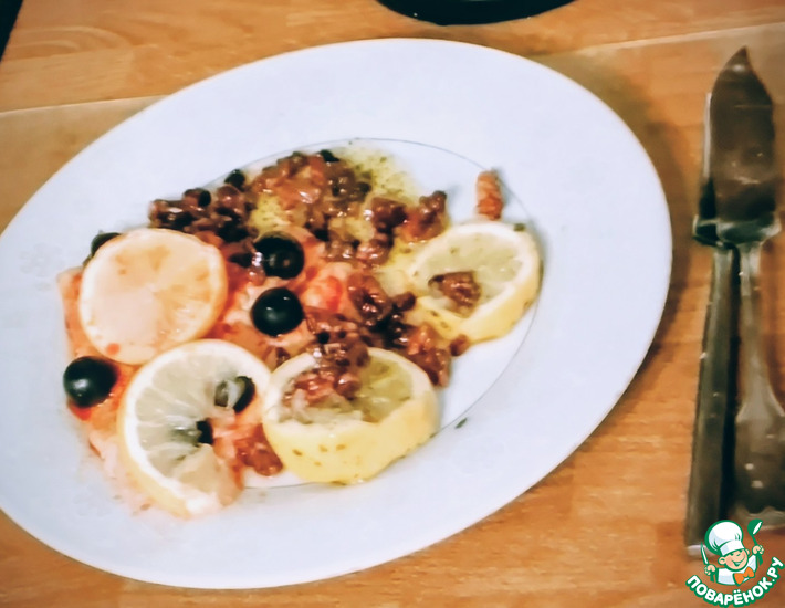 Рецепт: Рыба, запечённая с харисой и орехами