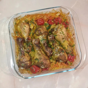 Куриные ножки, запеченные в рукаве, с рисом и овощами Куриные ножки, запеченные в рукаве, с рисом и овощами