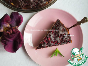 Шоколадно-творожный пирог с брусникой, миндалём Шоколадно-творожный пирог с брусникой, миндалём