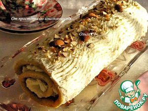 Рулет на сгущёнке с миндалём Рулет на сгущёнке с миндалём