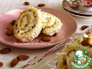 Рулет на сгущёнке с миндалём Рулет на сгущёнке с миндалём