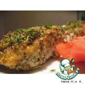Рецепт Запечeнная рыба в «зелeной» панировке