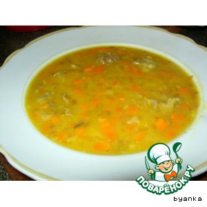 Рецепт: Гороховый суп с копчеными ребрами