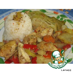 Рецепт: Курица с овощами в рукаве