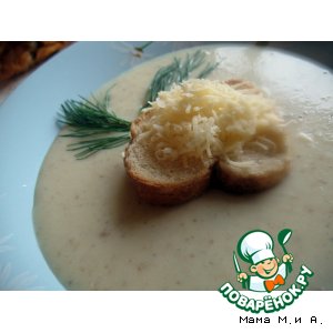 Рецепт Крем-суп из цветной капусты с грибами и гренками