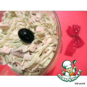 Рецепт Салат из редьки с курочкой и шампиньонами