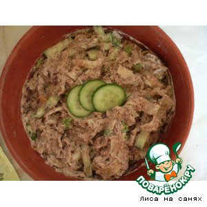 Рецепт Салат из тунца с блинчиками