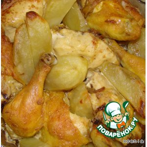 Рецепт: Курица, запеченная с картофелем