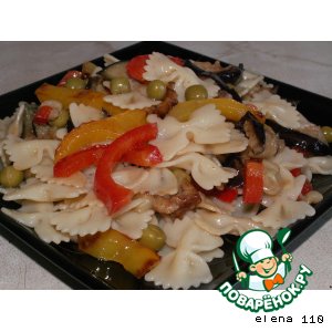 Рецепт Горячий салат из овощей с макаронами "Белые ночи"