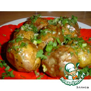 Рецепт Печеная картошечка с чесноком и зеленью