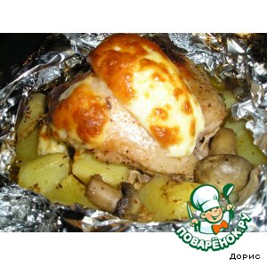 Рецепт Пряная курочка с картошкой и грибами