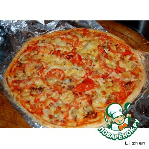 Рецепт Пицца на тонком тесте с копчeностями