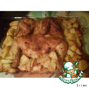 Рецепт: Картофель с курицей в духовке