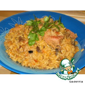 Рецепт Свинина с рисом, чечевицей и грибами