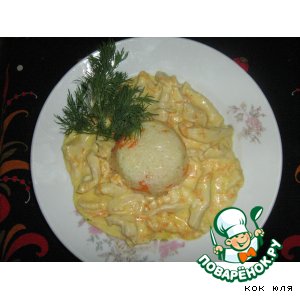 Рецепт: Курица в сырно-сливочном соусе с пловным рисом