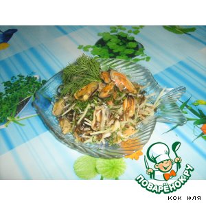 Рецепт Капустно-мидийный салат