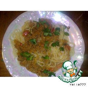 Рецепт Спагетти в томатно-мясной пасте "Любимые")