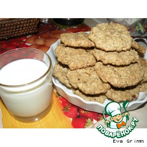 Рецепт Овсяное печенье с орехами, молочным шоколадом и изюмом