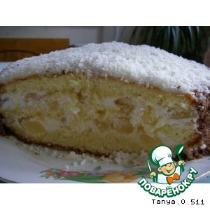 Рецепт Бисквитный тортик с ананасами