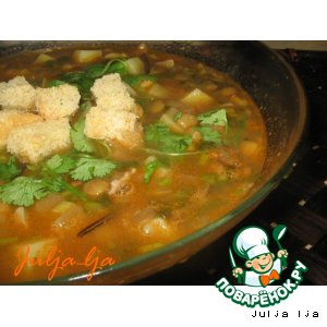 Рецепт Густой томатный суп с чечевицей и кабачками