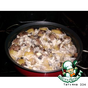 Рецепт: Картофель, фаршированный грибами и фаршем