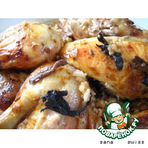 Рецепт Курица,   запеченая   в   соусе   песто   с   грибами   и   рисом