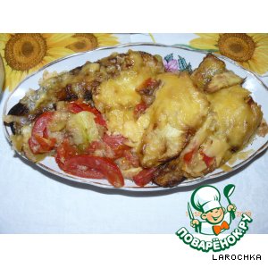 Рецепт Кабачки с помидорами , запечeнные под сыром