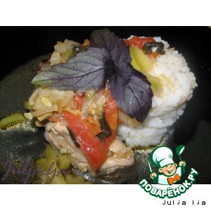 Рецепт Курица с кабачками, томатами и базиликом